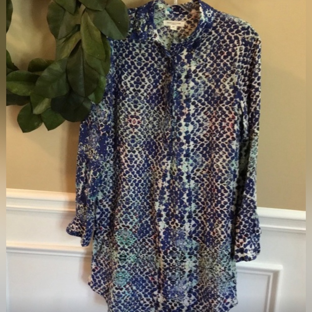 Beachlunchlounge Lightweight Button Down Tunic Dr… - image 1